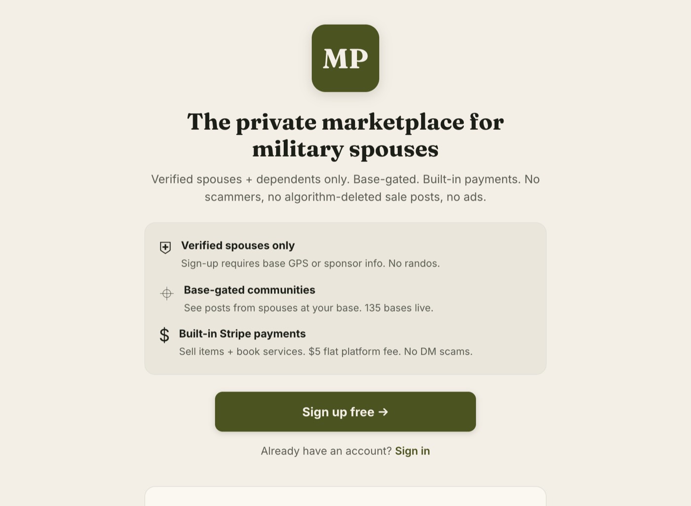 Milspouse Post marketplace
